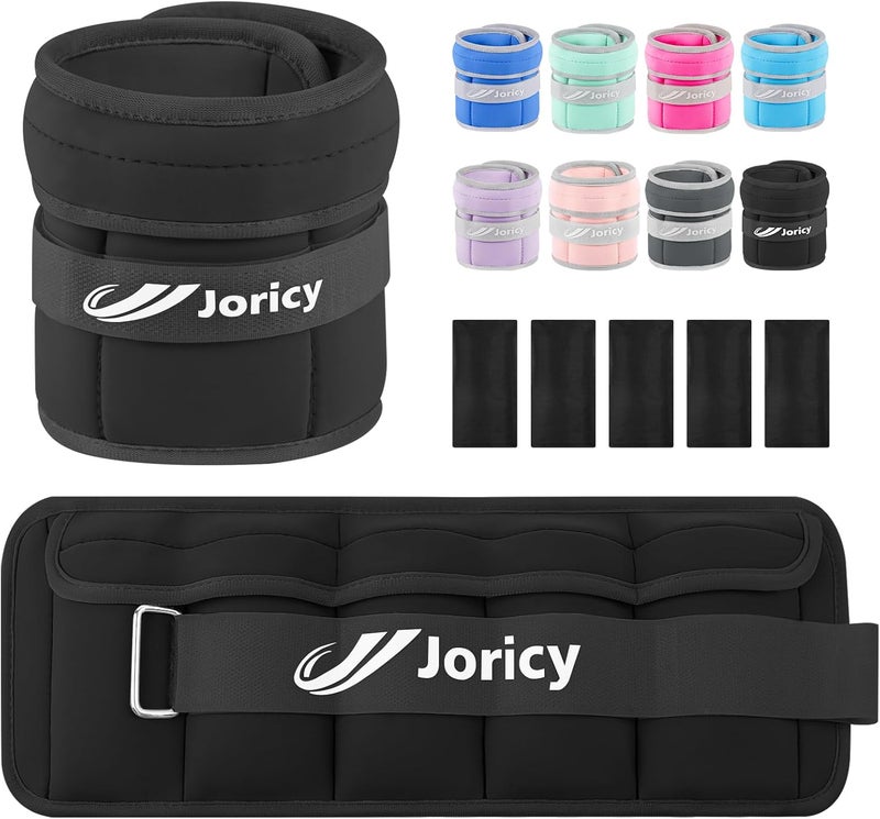 JORICY أوزان كاحل قابلة للتعديل للنساء والرجال 1/2/3/4/5/6/8/10/12/20 رطل زوج واحد من أوزان المعصم والساق والذراع مع وزن قابل للإزالة لتدريب القوة والوزن للمشي والجري واللياقة البدنية والعلاج الطبيعي - Image 1